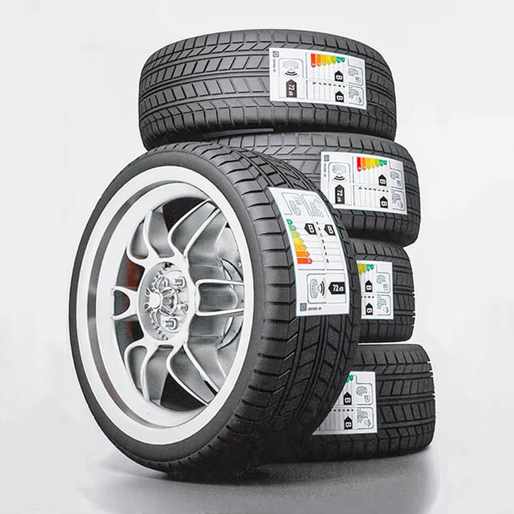 Stacked Tires with Labels