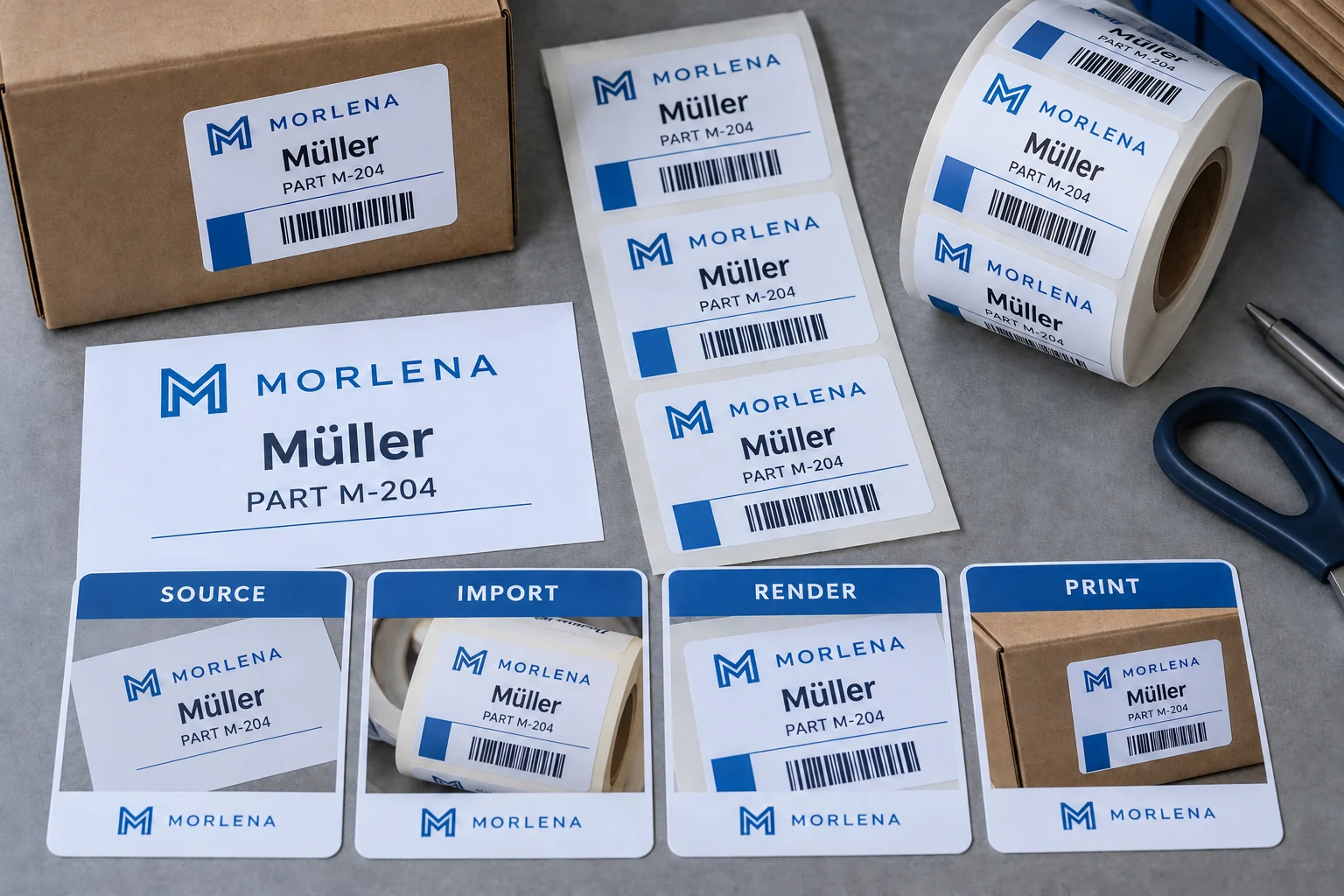 MORLENA accented-name examples preserve Müller through source, import, rendering and print review.