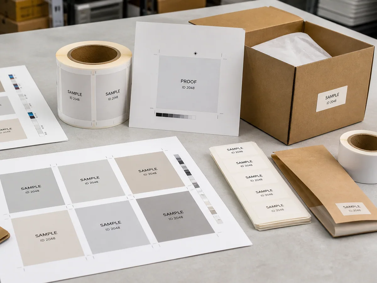 Packed custom label rolls prepared for shipment