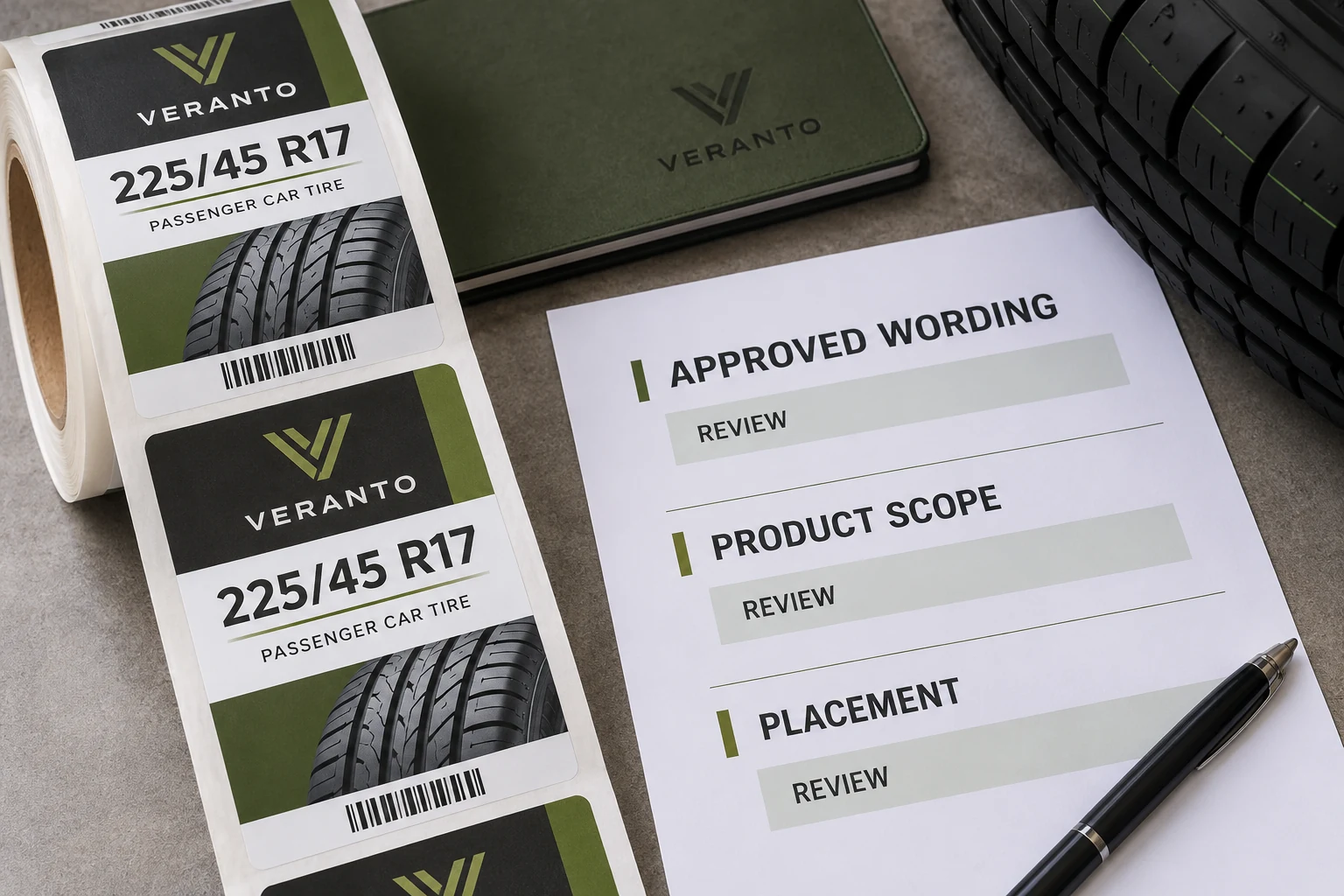 VERANTO proof and wording record keep origin approval, product scope and placement under review.