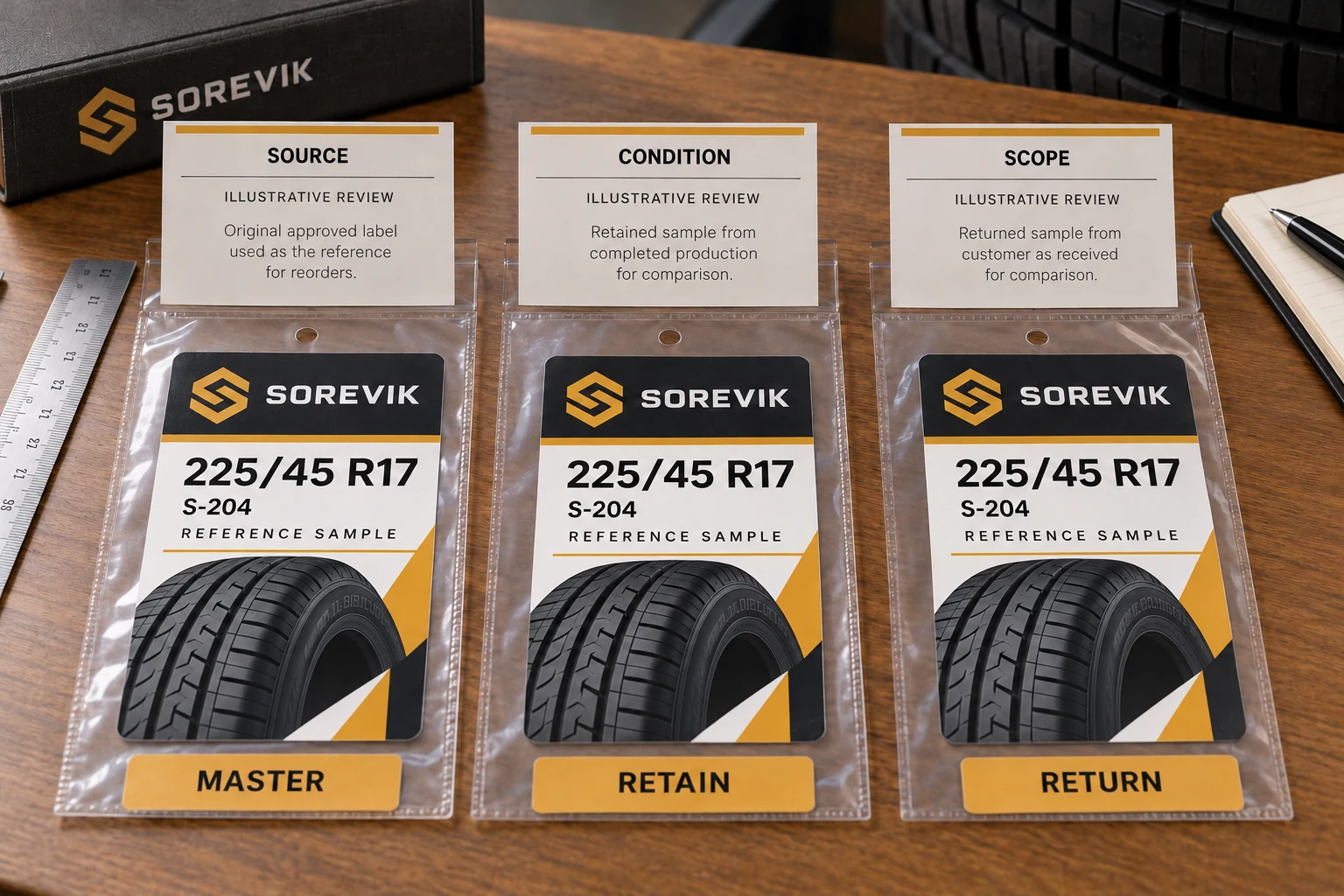 SOREVIK master, retain and return samples are identified separately for source, condition and scope review.