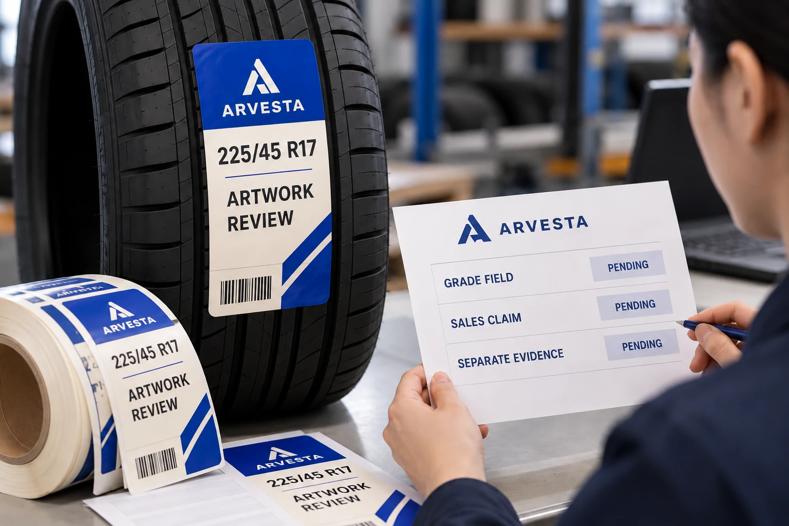 ARVESTA review example separates the grade field, sales claim and supporting evidence without assigning grades.
